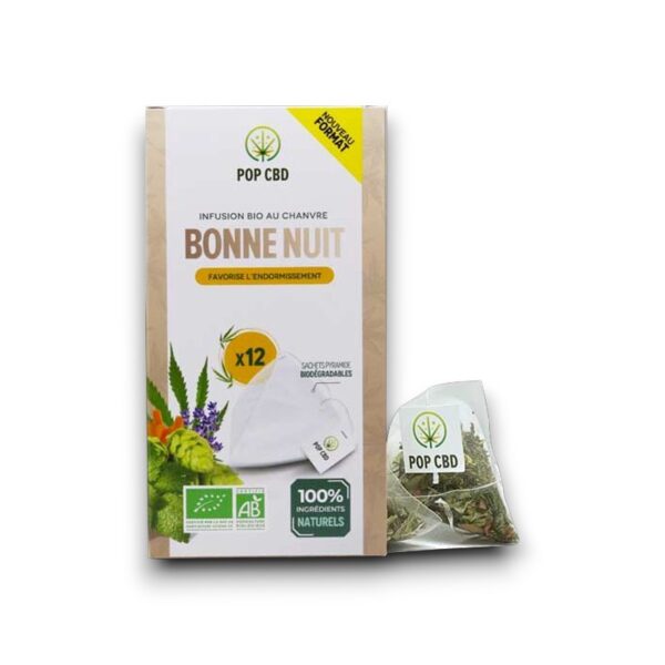 Infusion Bonne Nuit en sachet pyramide Pop CBD – tisane bio relaxante